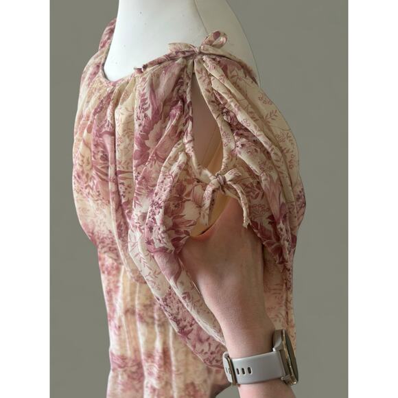 Vintage 70s Women's Cottagecore Pink Floral Tiered Maxi Dress Boho Romantic 4 - Picture 2 of 11